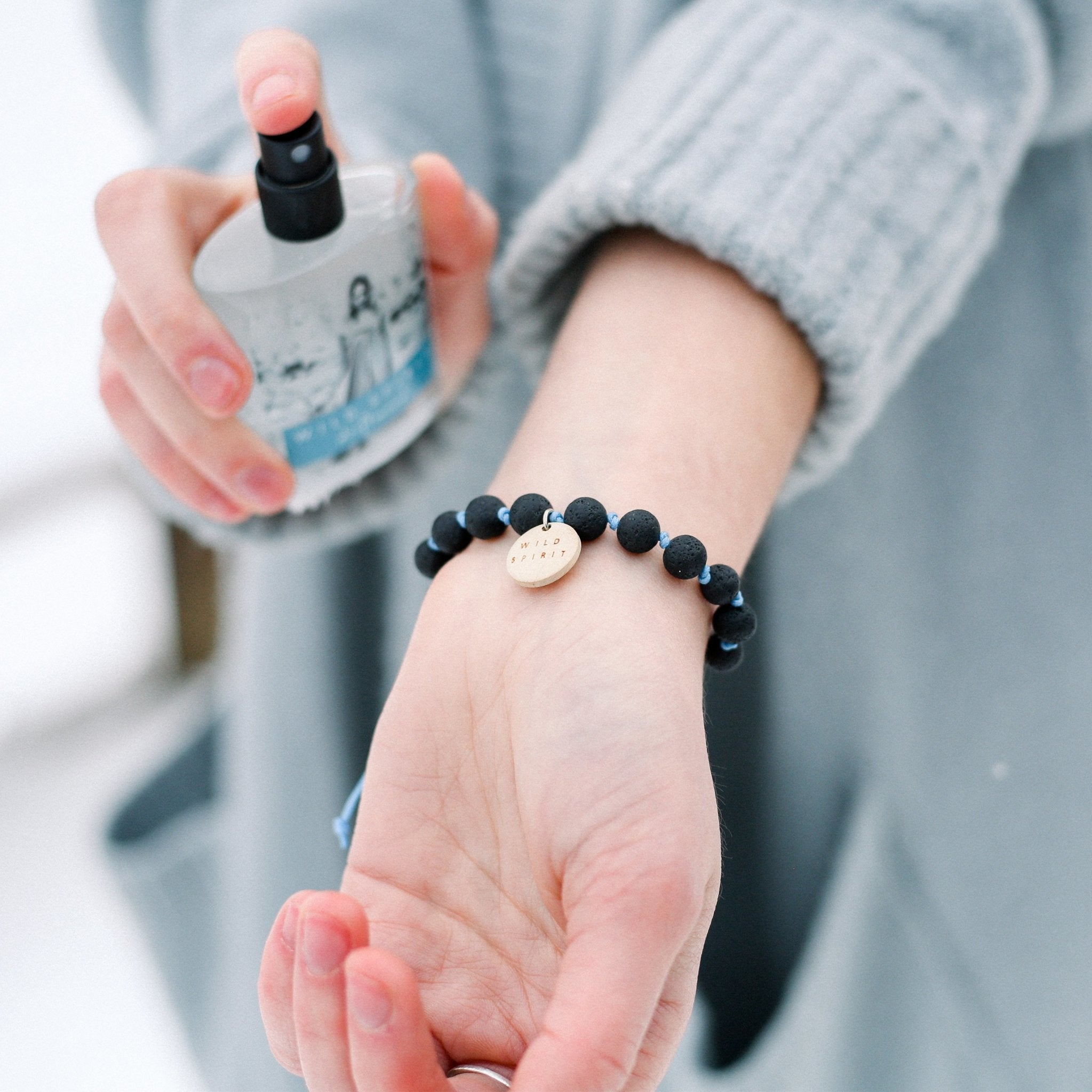 Aromatherapy Bracelet - White with Lava Stones - Lava Bead Diffuser Bracelet  - Wyndmere Naturals